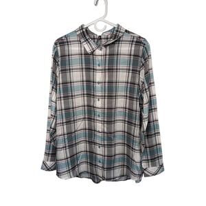 Kuhl Lexi Long Sleeve Blue Gray Plaid Button Front Shirt Women's Size XL